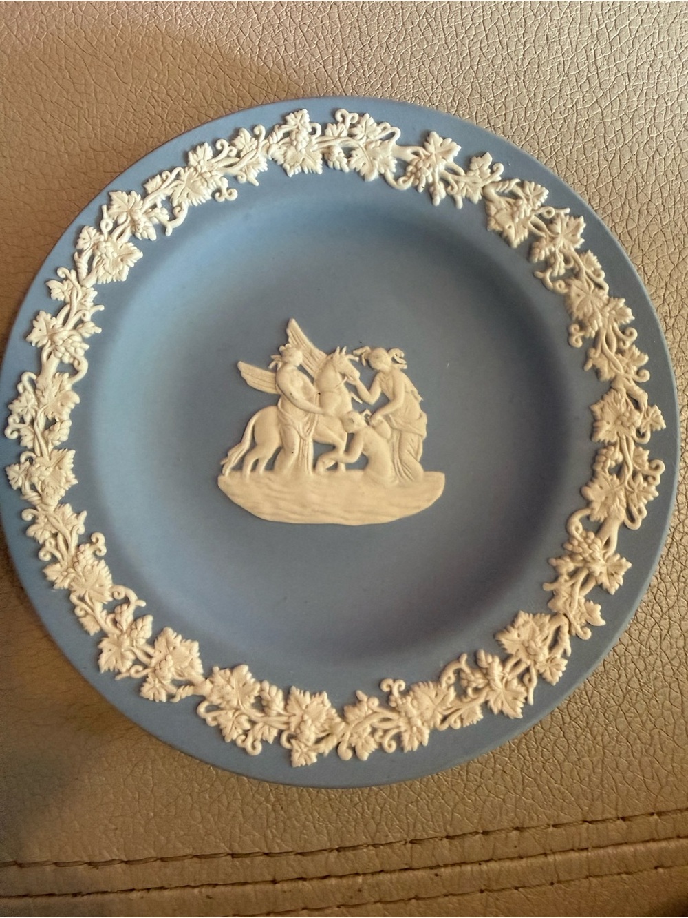 Wedgwood Pale Blue Matte Plate with White Markings